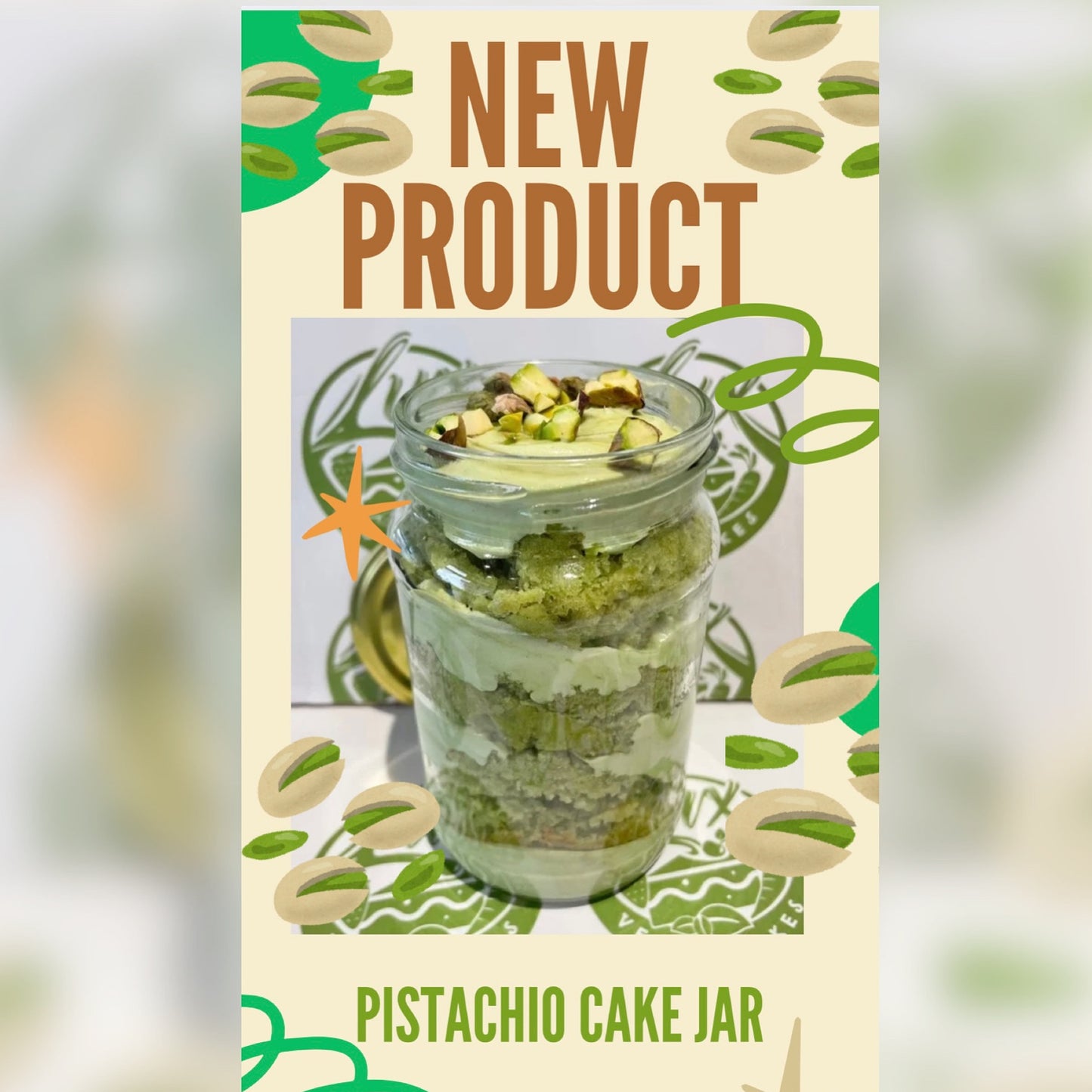 Pistachio cream sponge Medium Cake Jars