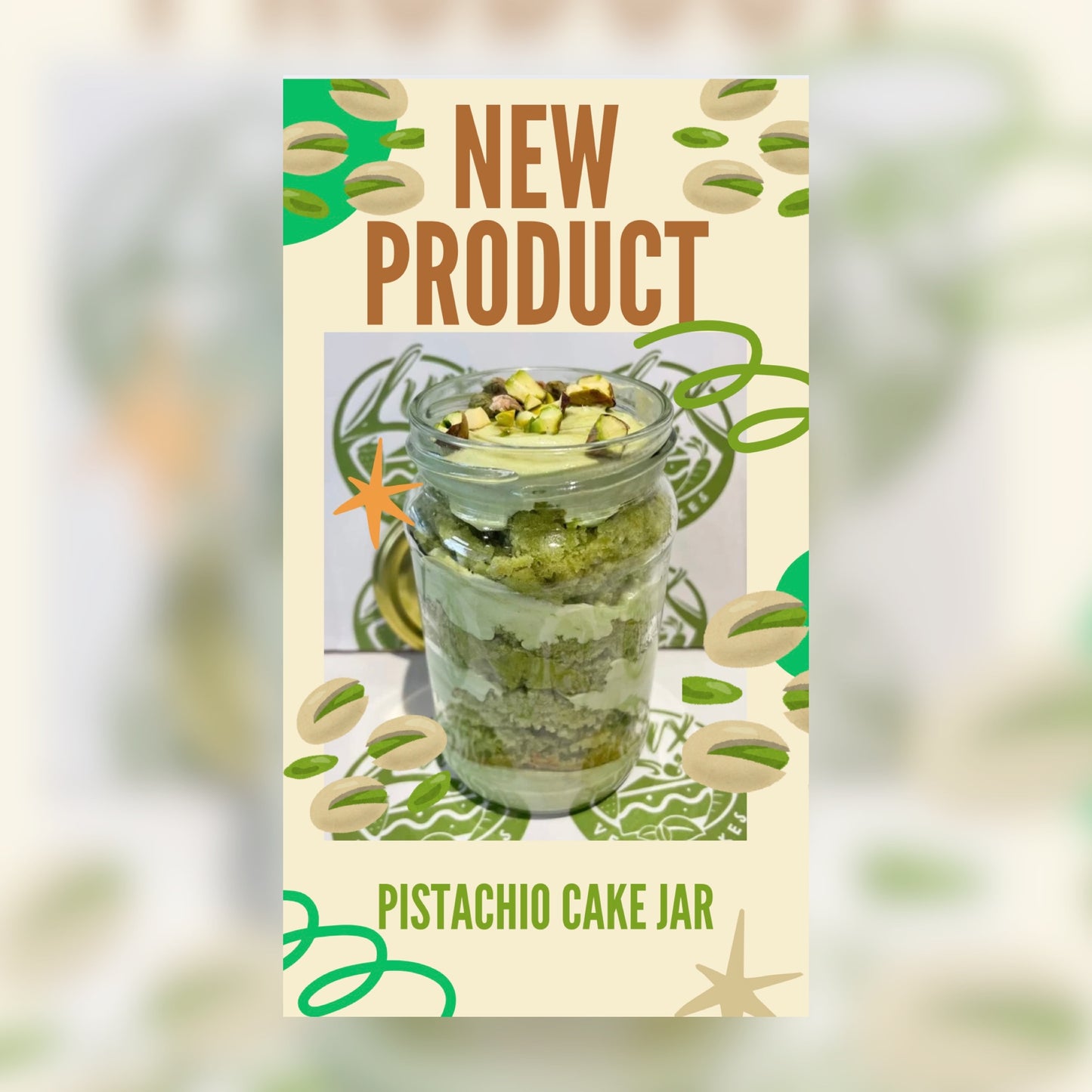 Pistachio cream sponge Medium Cake Jars