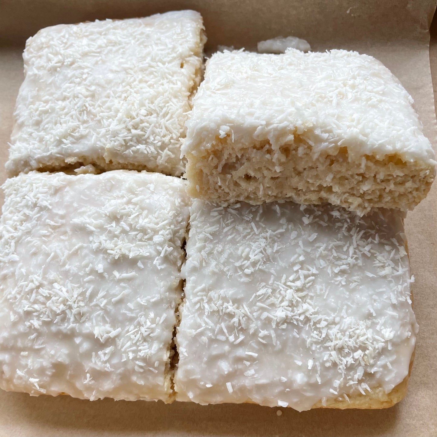 Coconut blondie cakes