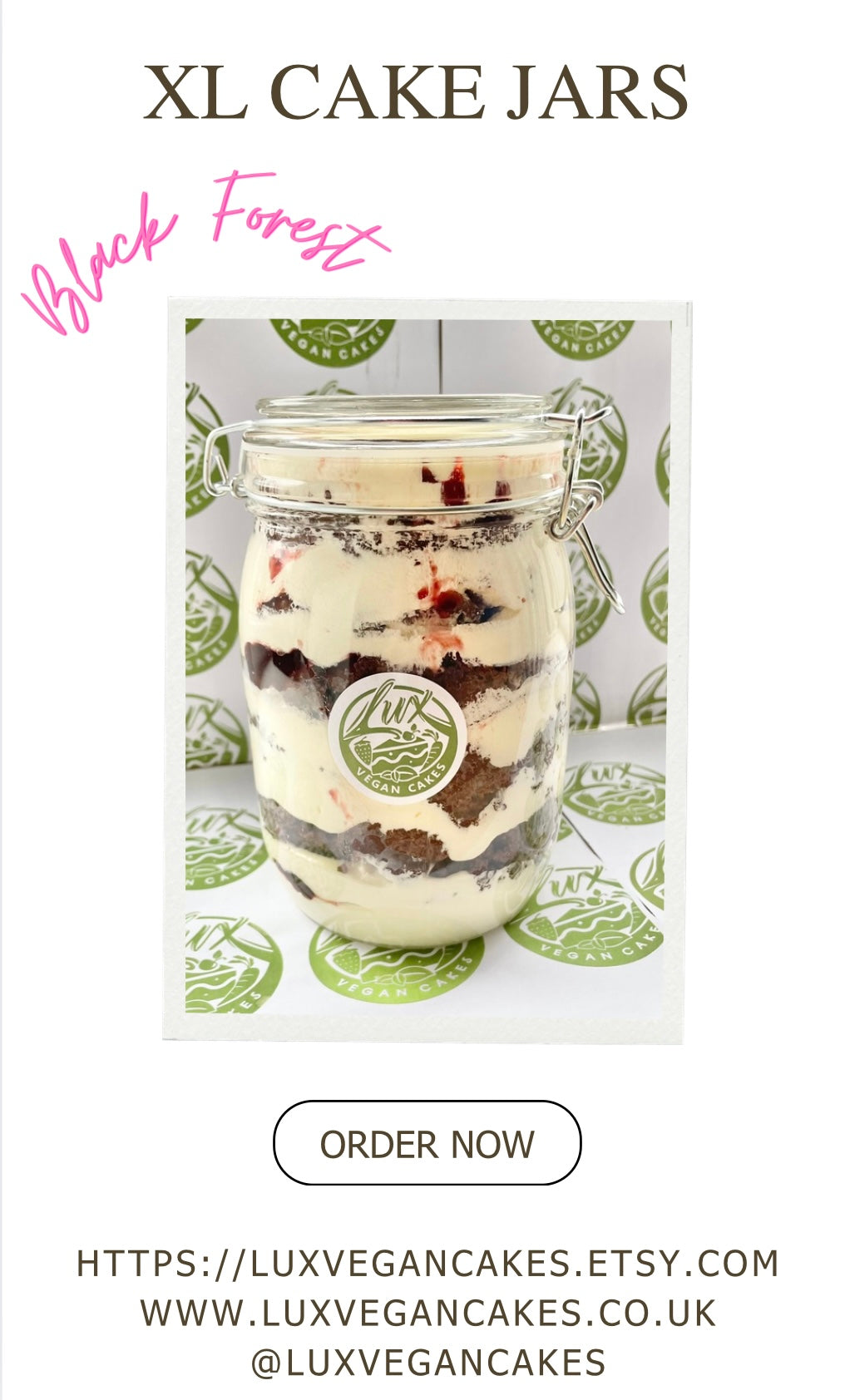 XL Black Forest Chocolate cherry Cake in a Jar