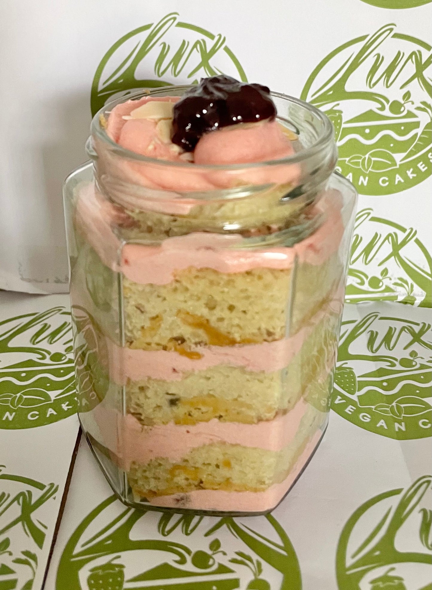 Cherry Bakewell cake jar