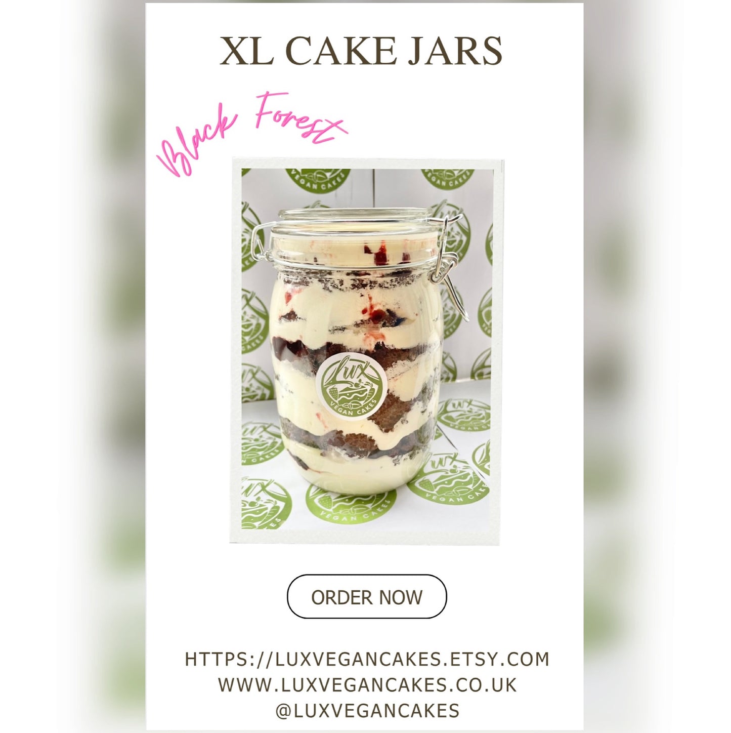 XL Black Forest Chocolate cherry Cake in a Jar